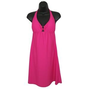 Toes On The Nose Hot Pink Beach Vibes Coconut Girl Halter Swim Dress Y2K Small